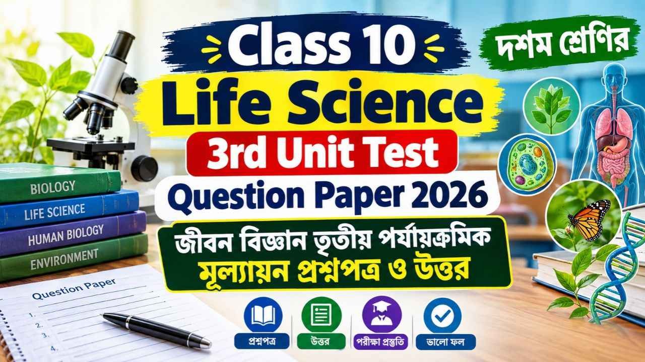 Class 10 Life Science 3rd Unit Test Question Paper 2026